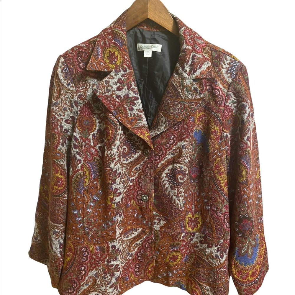 Coldwater Creek Brown Multicolored Paisley Blazer .